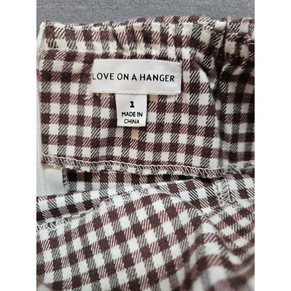 Love On A Hanger Brown Gingham Plaid Mini Skirt Size 1 High Waisted Zipper Back